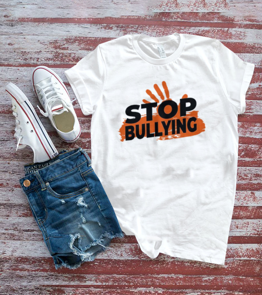 Eudy Stop Bullying Handprint Message T-Shirt
