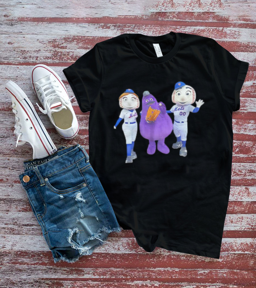 Mrs Met Grimace Mr Met Mets Baseball Characters Collaboration T-Shirt