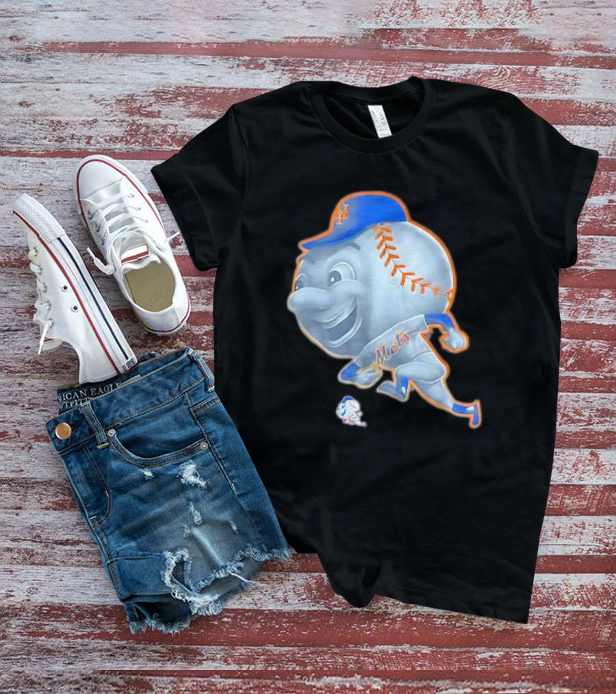 New York Mets Mr. Met Mascot In Baseball Cap And Uniform T-Shirt
