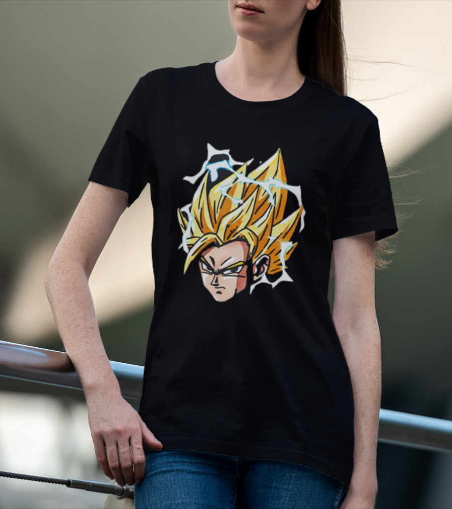 Son Goku Super Saiyan Dragon Ball Z Lightning Aura Face T-Shirt