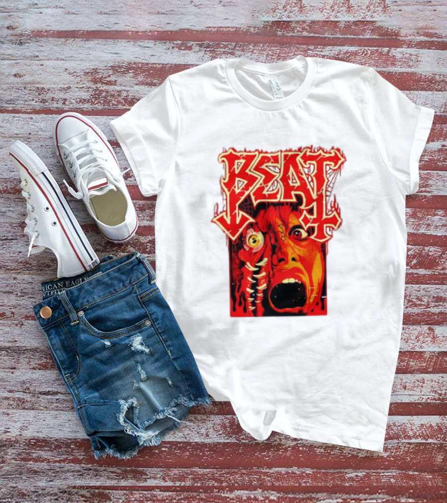 Beat Mutation Horror Zombie Face With Screaming Expression T-Shirt