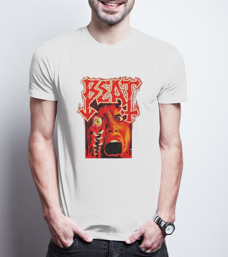 Beat Mutation Horror Zombie Face With Screaming Expression T-Shirt