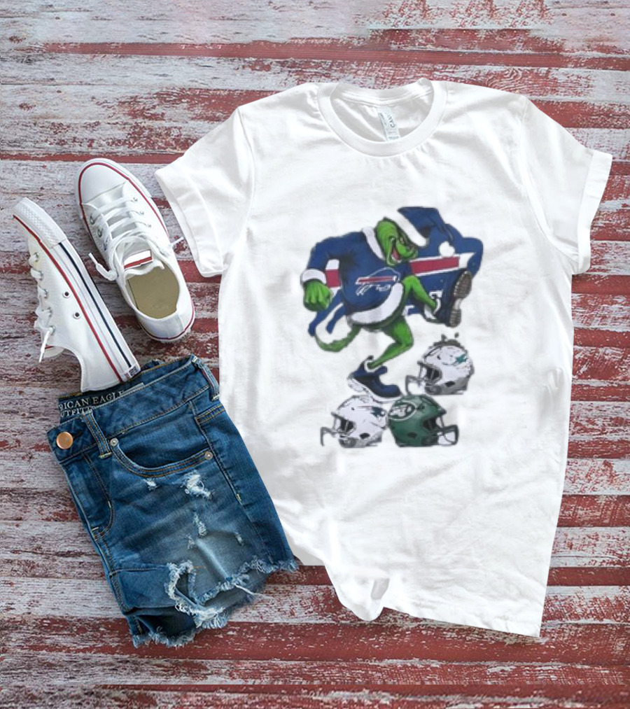 Christmas Grinch Buffalo Bills Stomp Helmets NFL Teams T-Shirt