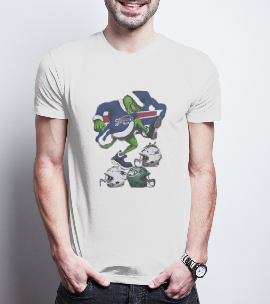 Christmas Grinch Buffalo Bills Stomp Helmets NFL Teams T-Shirt