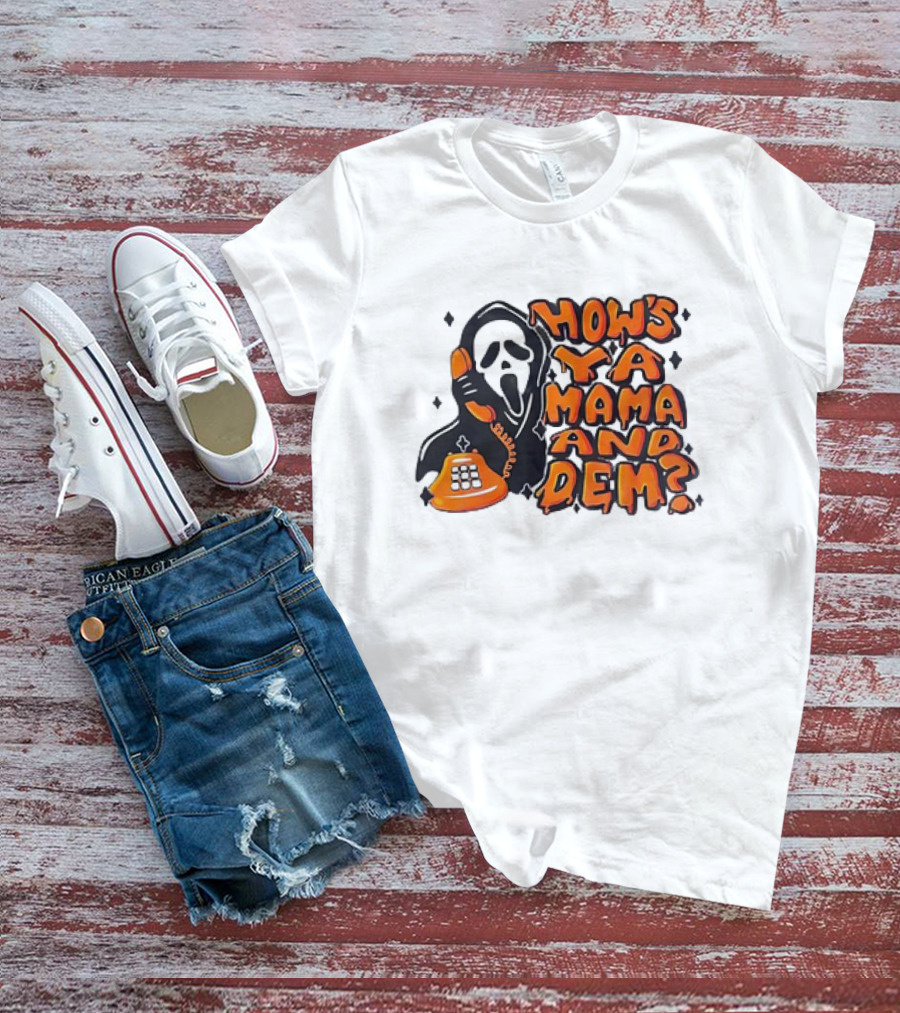 Ghostface How's Ya Mama And Dem Phone Call Retro 90s Horror T-Shirt