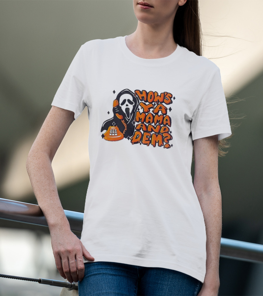 Ghostface How's Ya Mama And Dem Phone Call Retro 90s Horror T-Shirt