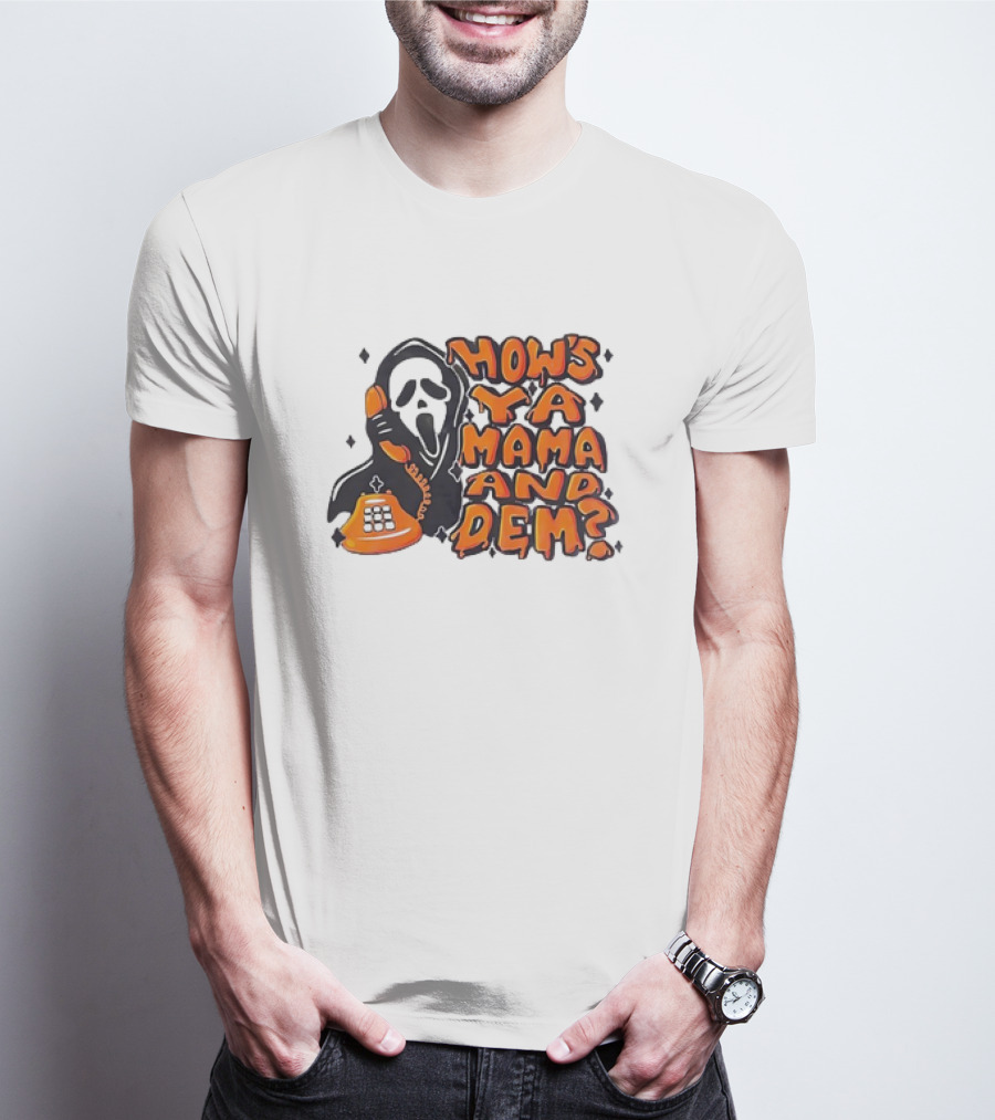 Ghostface How's Ya Mama And Dem Phone Call Retro 90s Horror T-Shirt