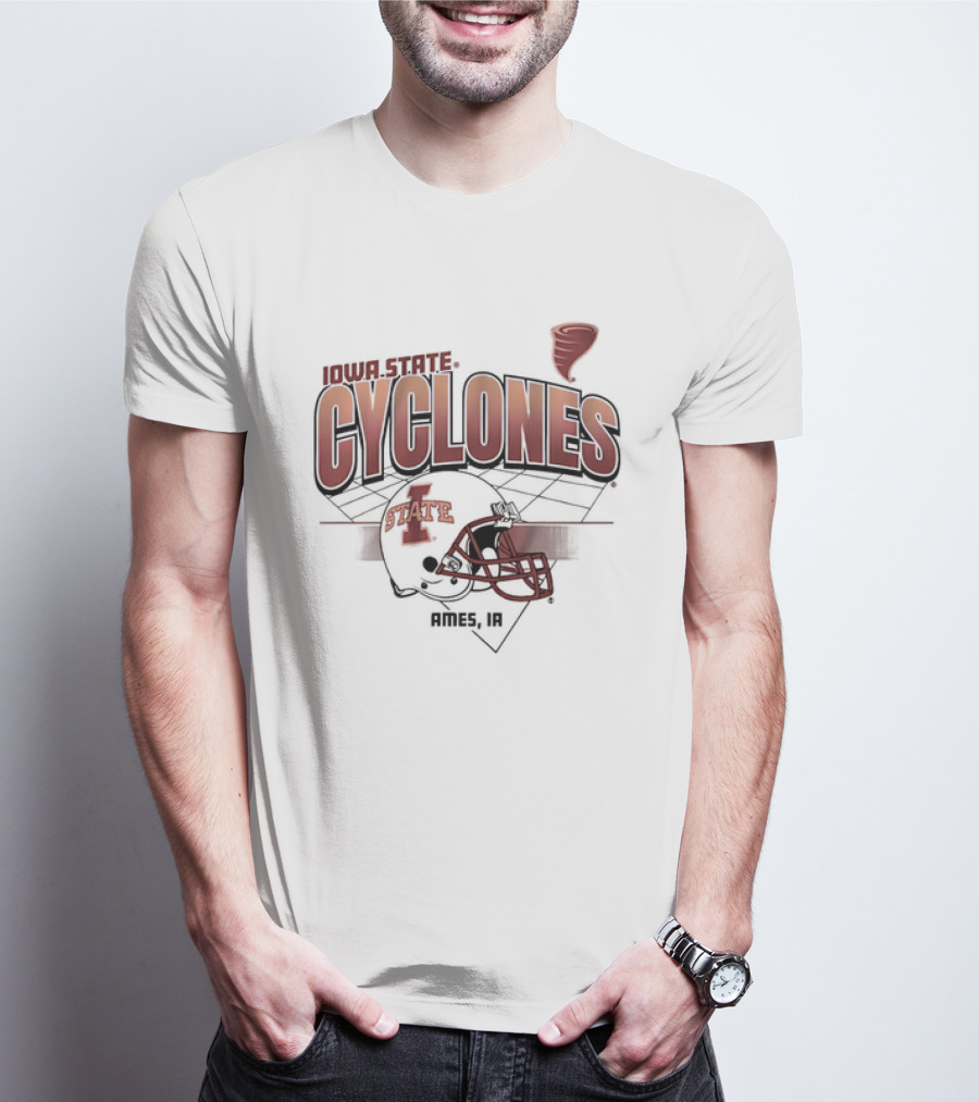 Iowa State Cyclones Ames Helmet Grid Tornado Vintage T-Shirt