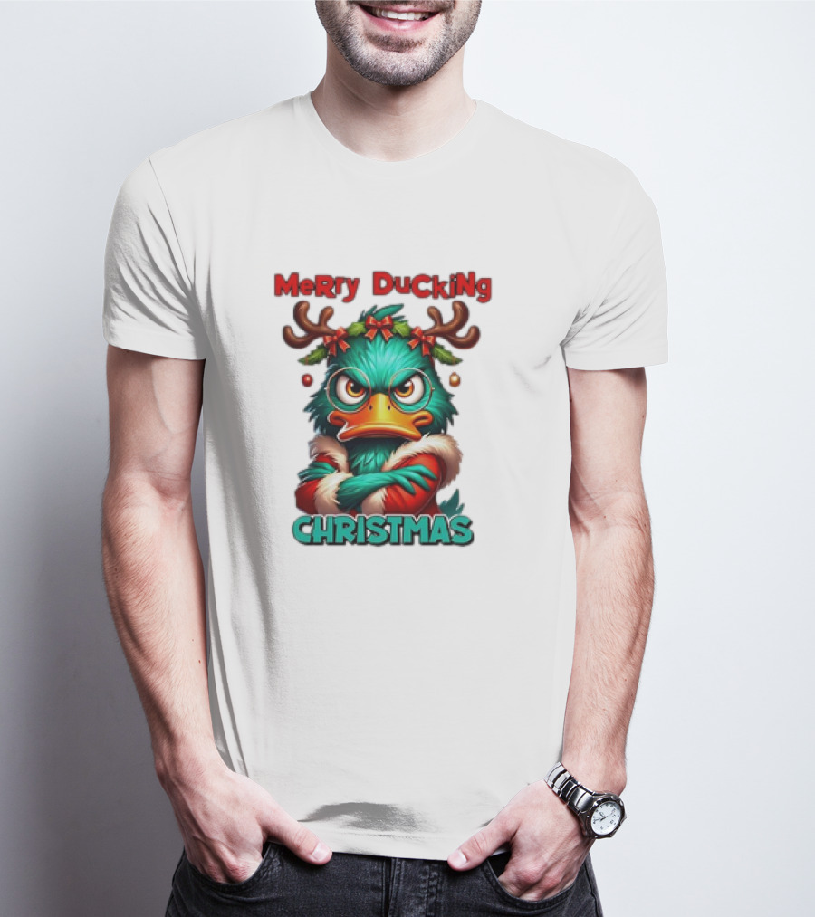 Merry Ducking Grumpy Duck Christmas T-Shirt