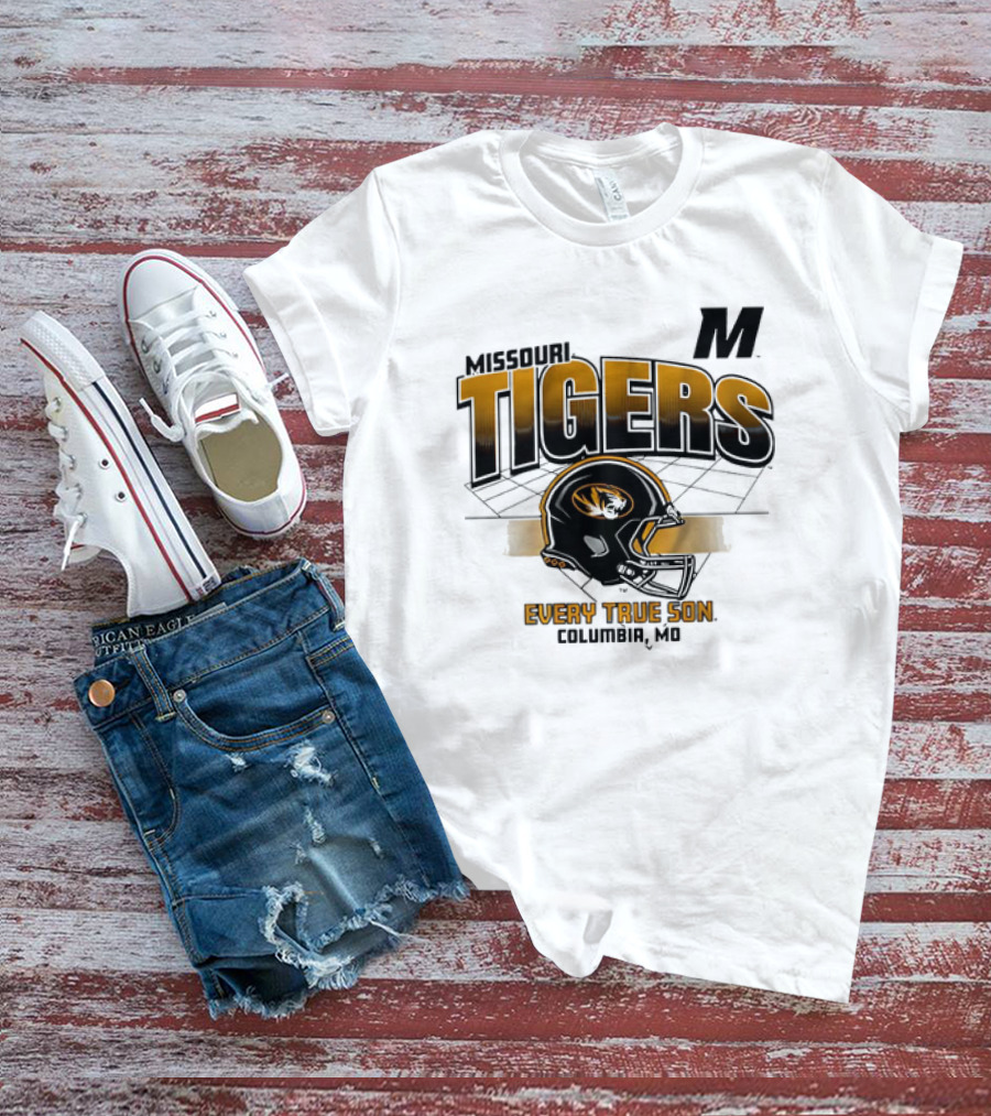 Missouri Tigers Football Helmet Every True Son Columbia MO Vintage T-Shirt