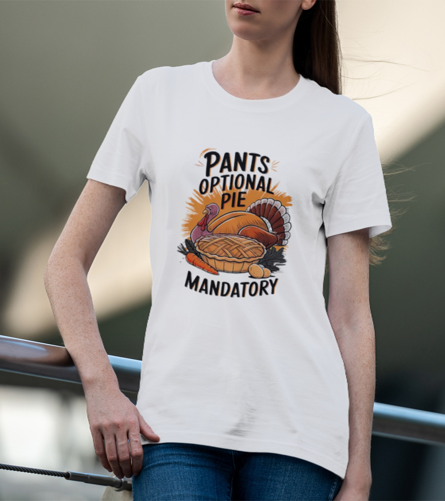 Pants Optional Pie Mandatory Thanksgiving Turkey And Pie T-Shirt