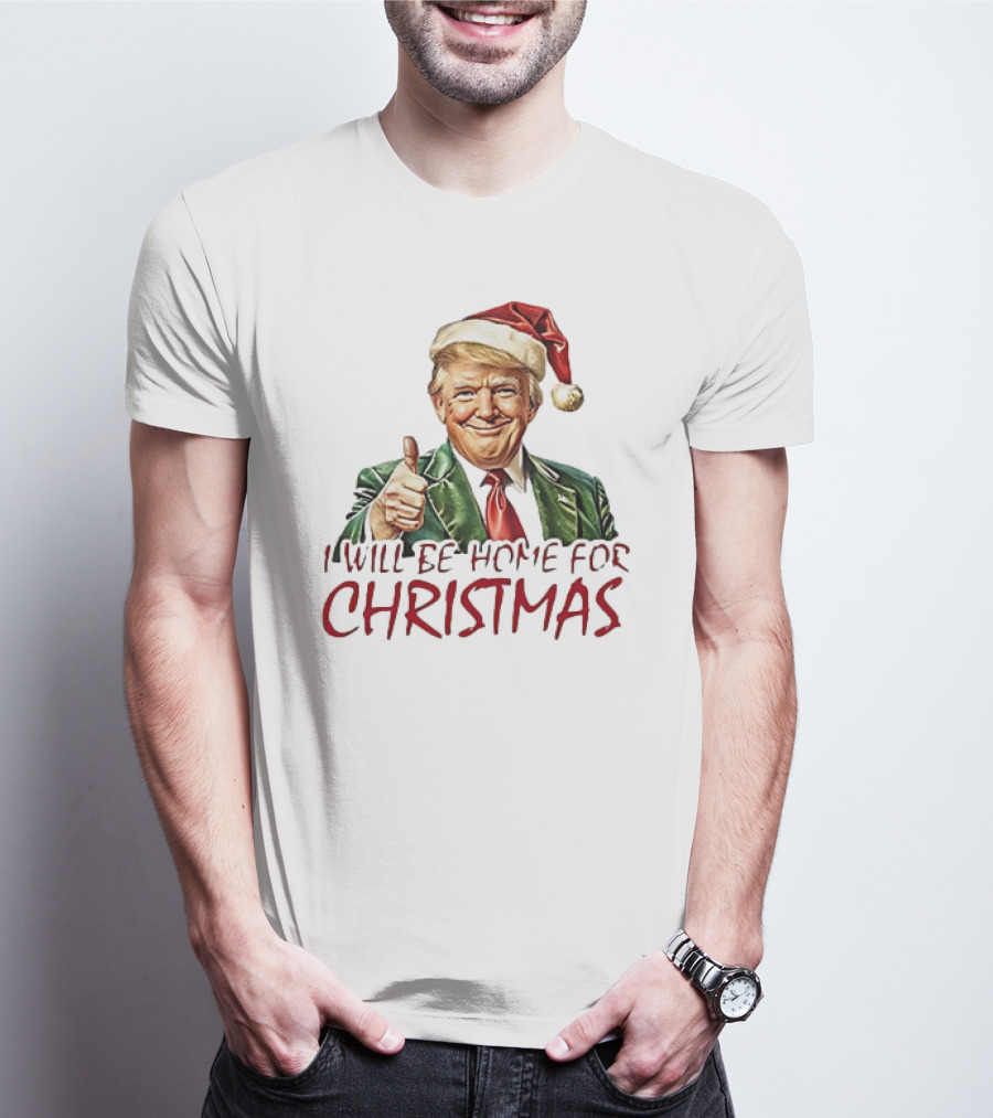 I'll Be Home For Christmas Santa Hat Thumbs Up T-Shirt