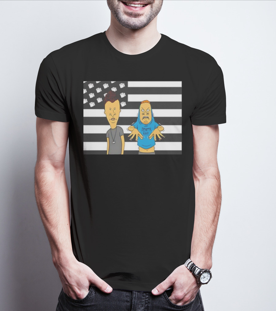 Beavis And Butthead Cornholio Death Rap American Flag T-Shirt