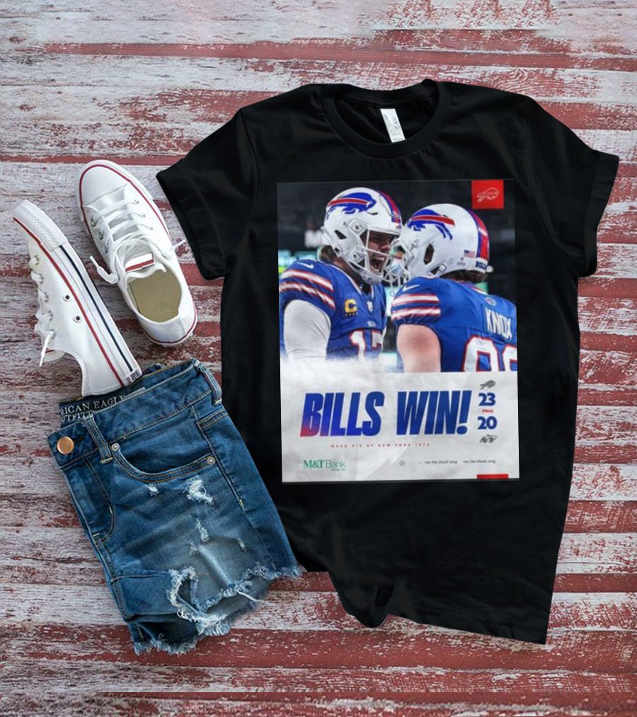 Bills Win 23-20 New York Jets NFL Victory Knox M&T Bank T-Shirt