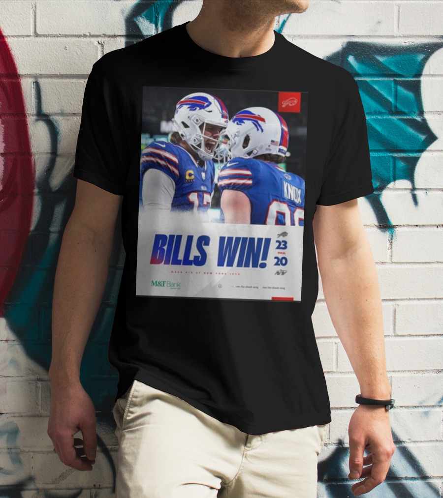 Bills Win 23-20 New York Jets NFL Victory Knox M&T Bank T-Shirt