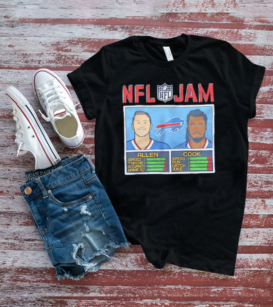 Buffalo Bills Josh Allen James Cook NFL Jam Player Stats T-Shirt