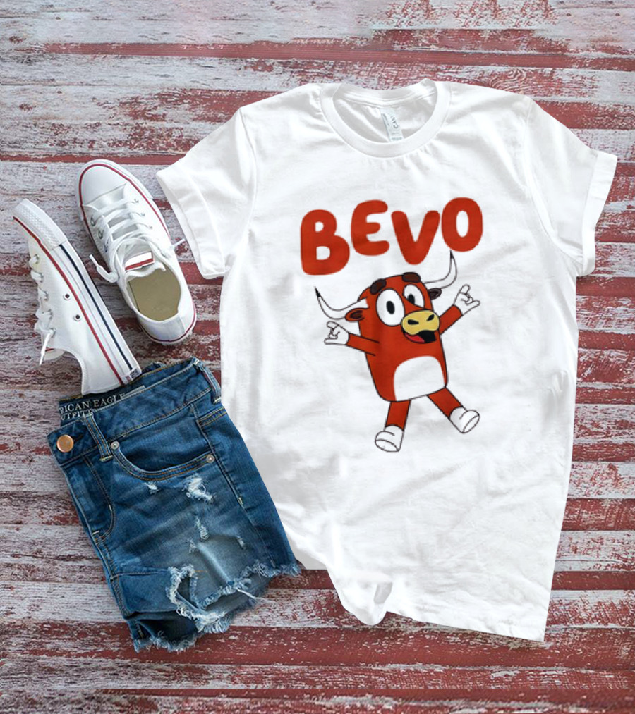 Bevo Cartoon Longhorn Bull Character Funny T-Shirt