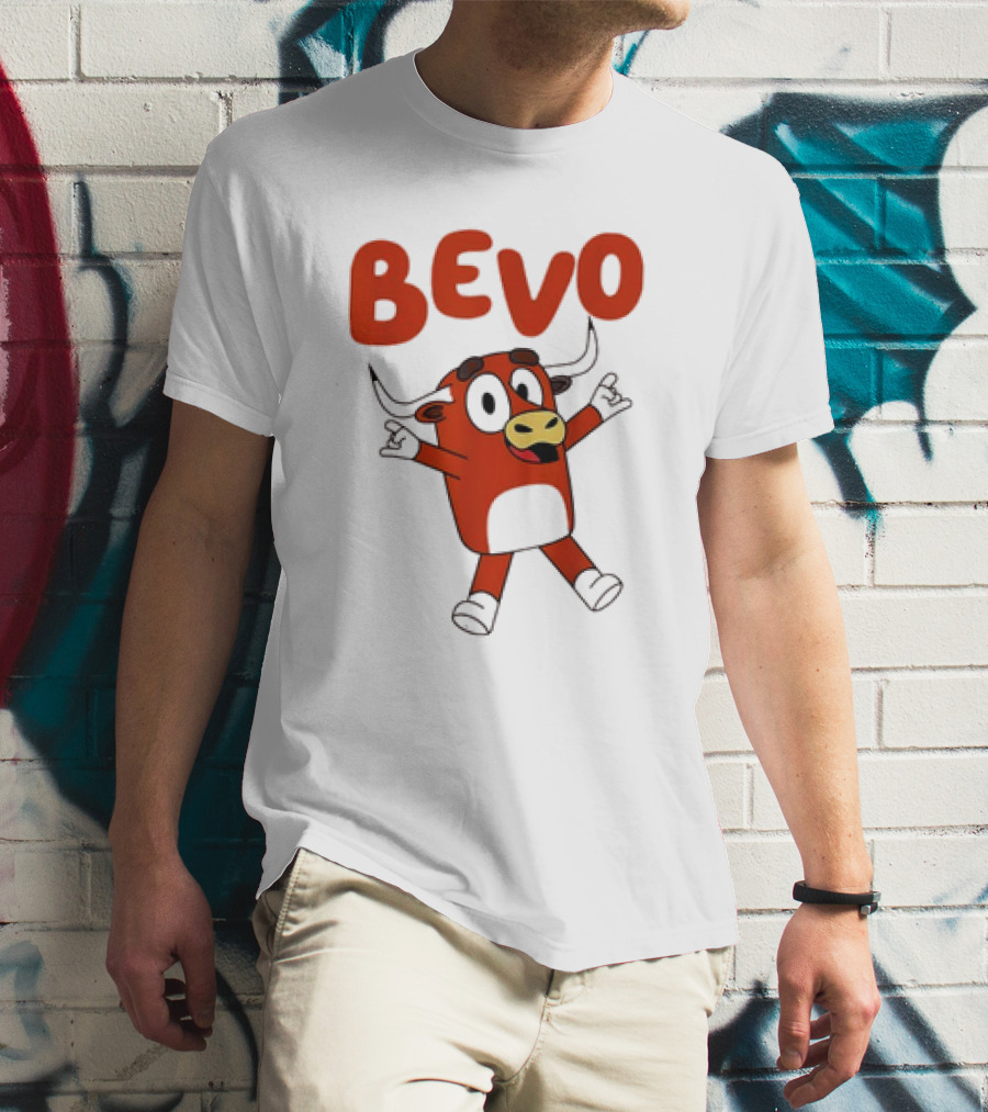 Bevo Cartoon Longhorn Bull Character Funny T-Shirt
