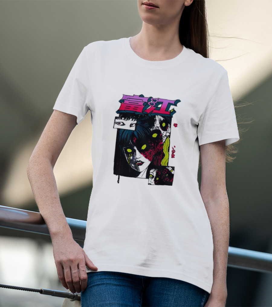 Junji Ito Tomie Horror Manga Eyes Panels T-Shirt