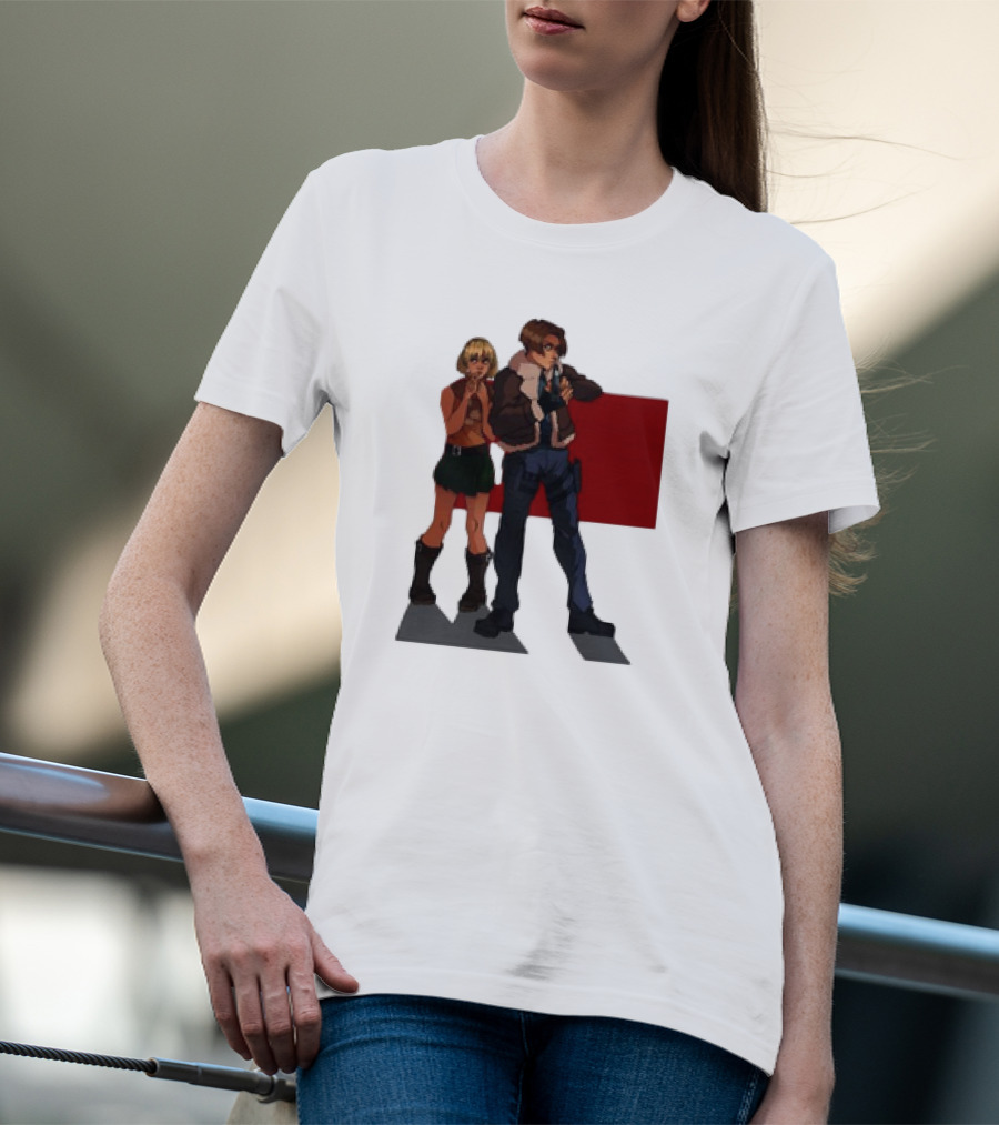 Resident Evil Leon And Ashley Anime Style Duo T-Shirt