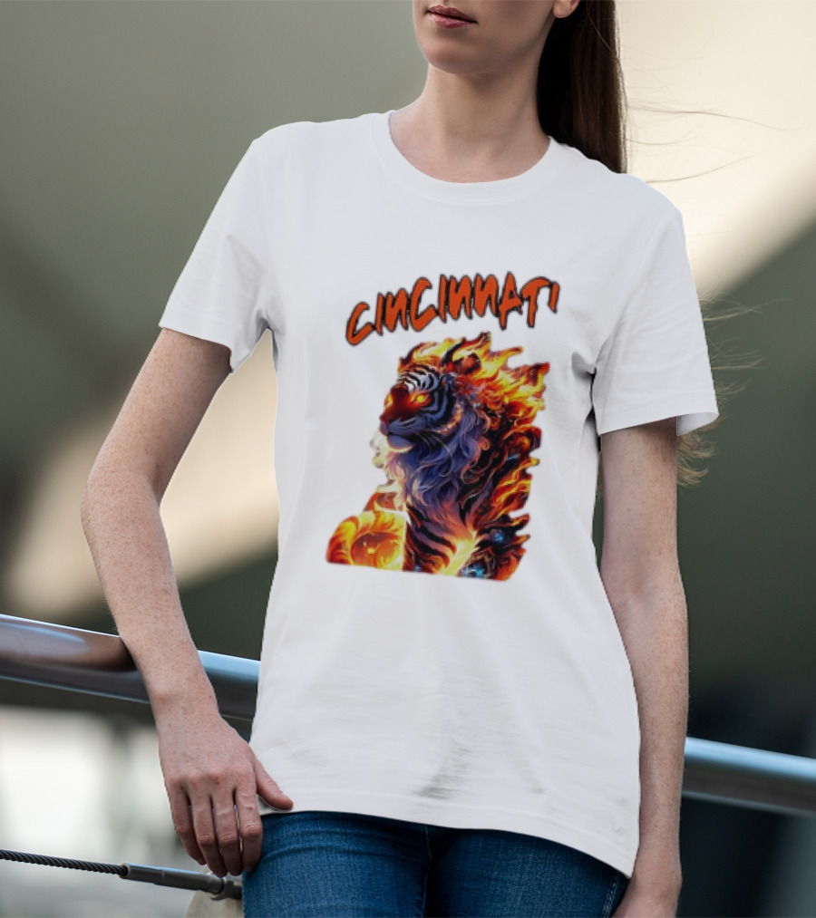 Cincinnati The Bengel’s Live Old West Football Tiger Flame T-Shirt