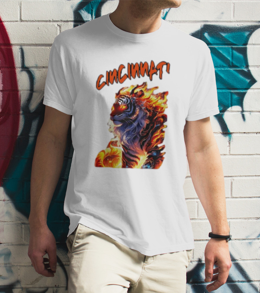 Cincinnati The Bengel’s Live Old West Football Tiger Flame T-Shirt