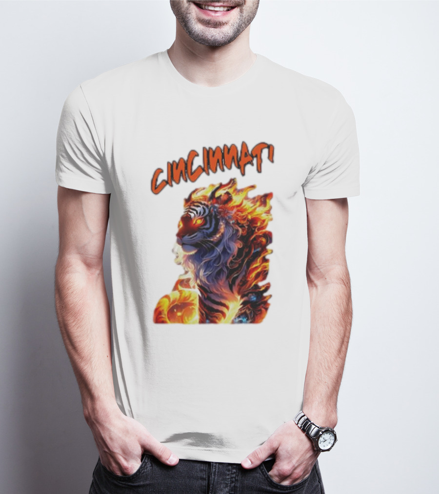 Cincinnati The Bengel’s Live Old West Football Tiger Flame T-Shirt