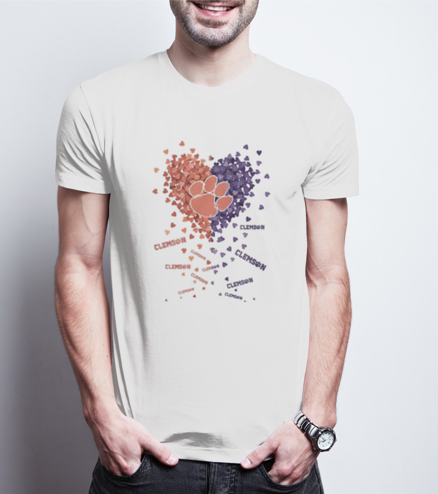 Clemson Tigers Heart Paw Print Passion T-Shirt