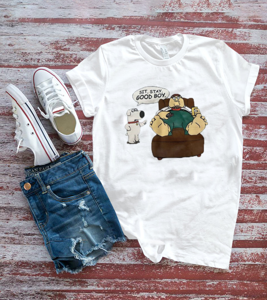 Family Guy Sit Stay Good Boy Brian And Peter Couch Scene T-Shirt