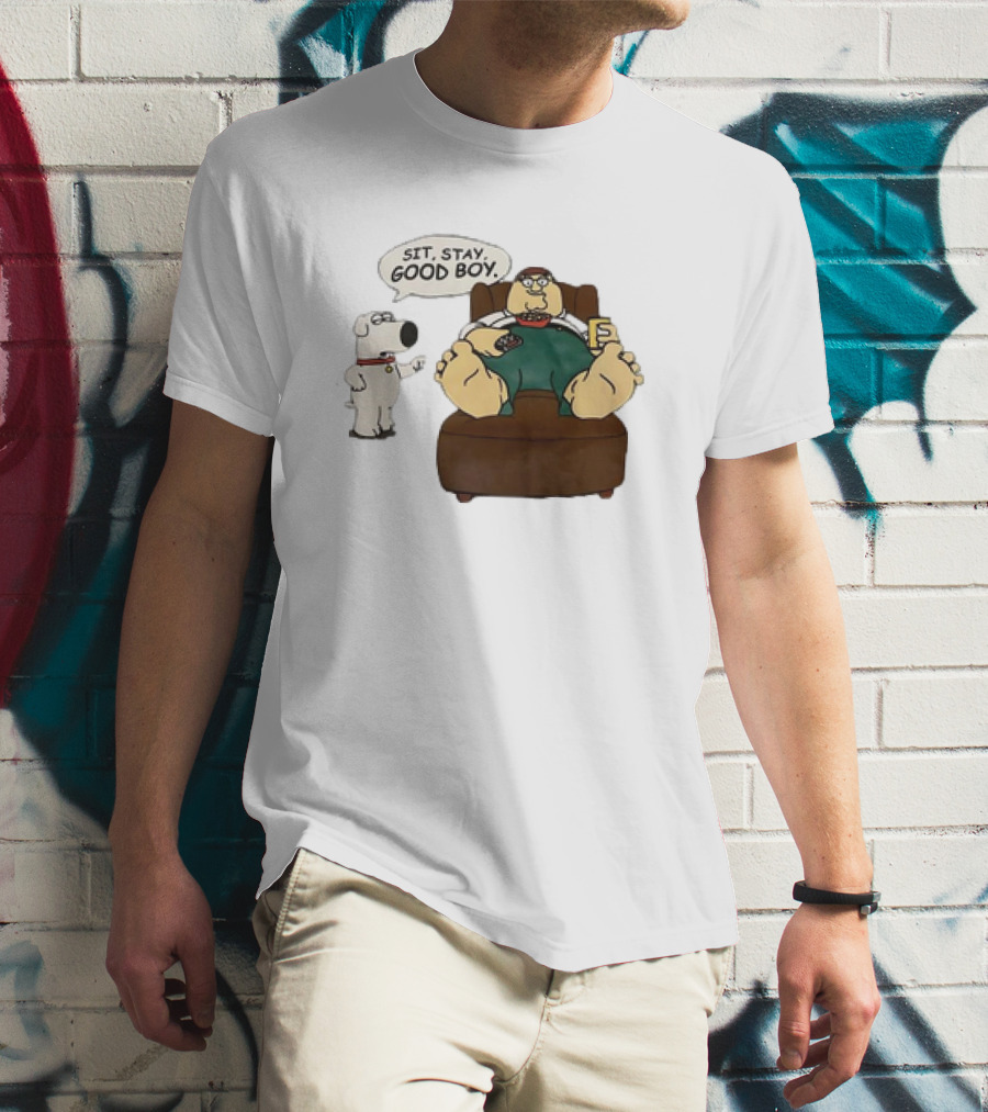 Family Guy Sit Stay Good Boy Brian And Peter Couch Scene T-Shirt