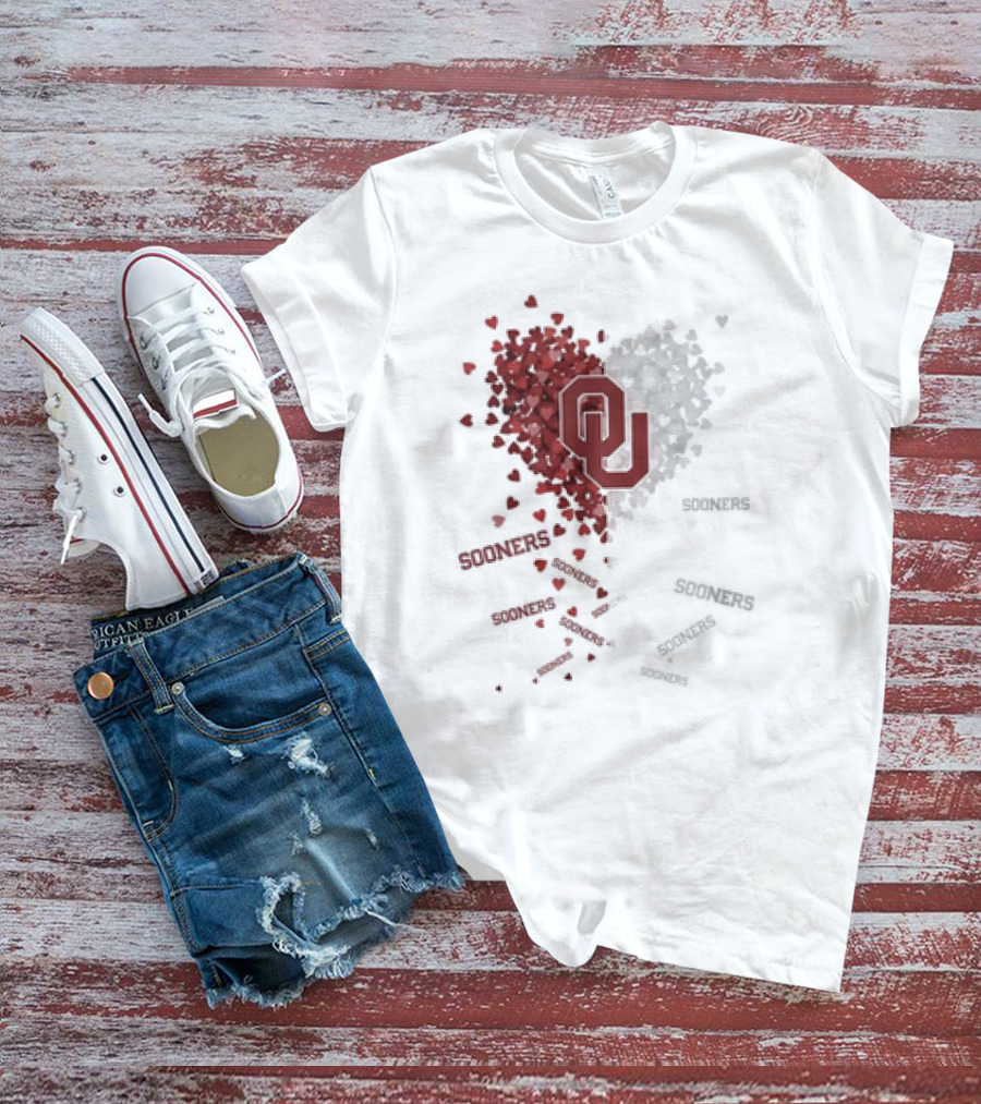 Oklahoma Sooners OU Logo Heart With Sooners Text T-Shirt