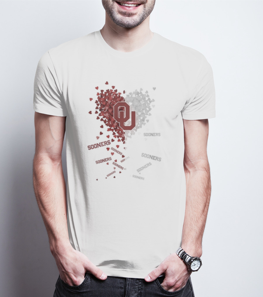 Oklahoma Sooners OU Logo Heart With Sooners Text T-Shirt
