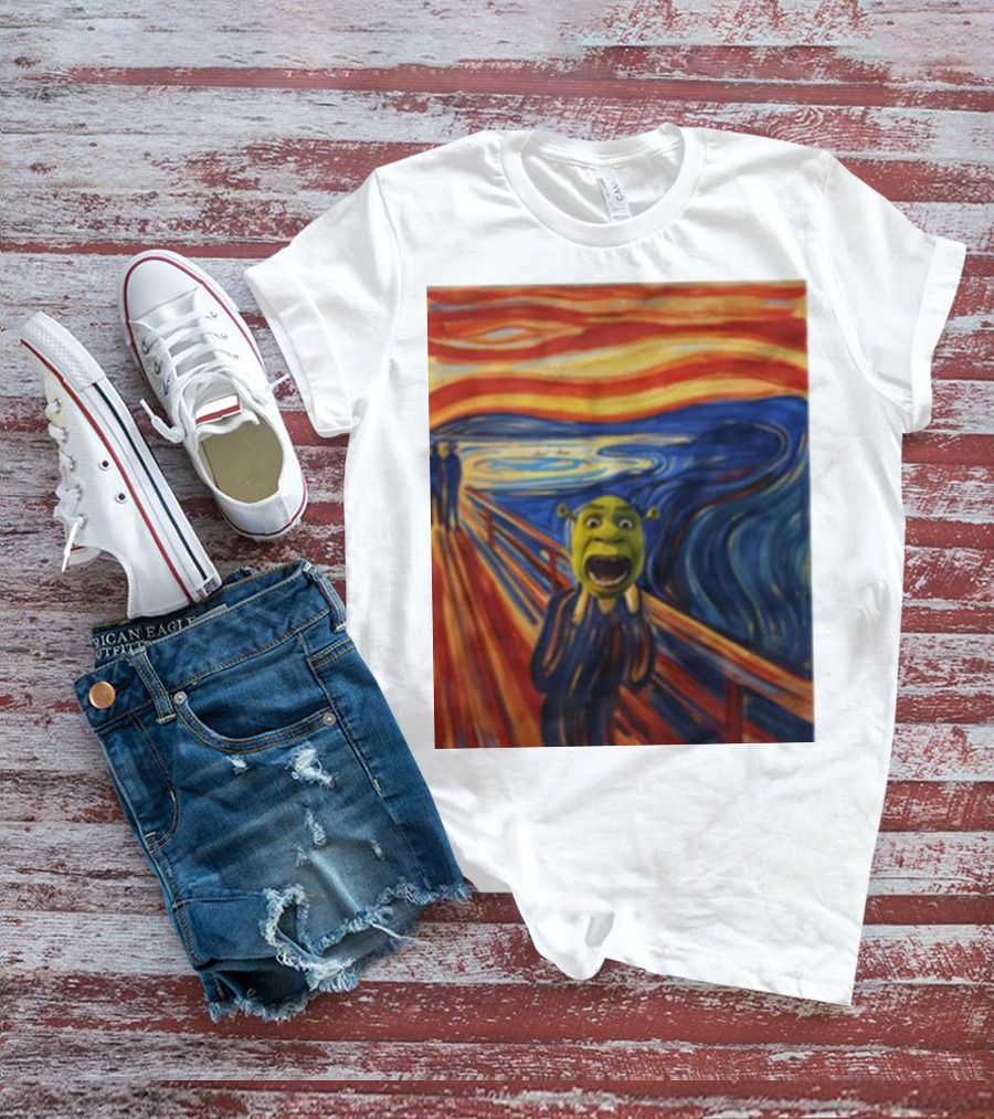 Shrek The Scream Edvard Munch Style Parody Painting T-Shirt