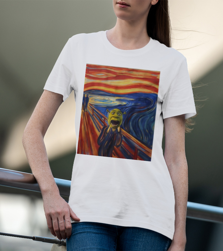 Shrek The Scream Edvard Munch Style Parody Painting T-Shirt