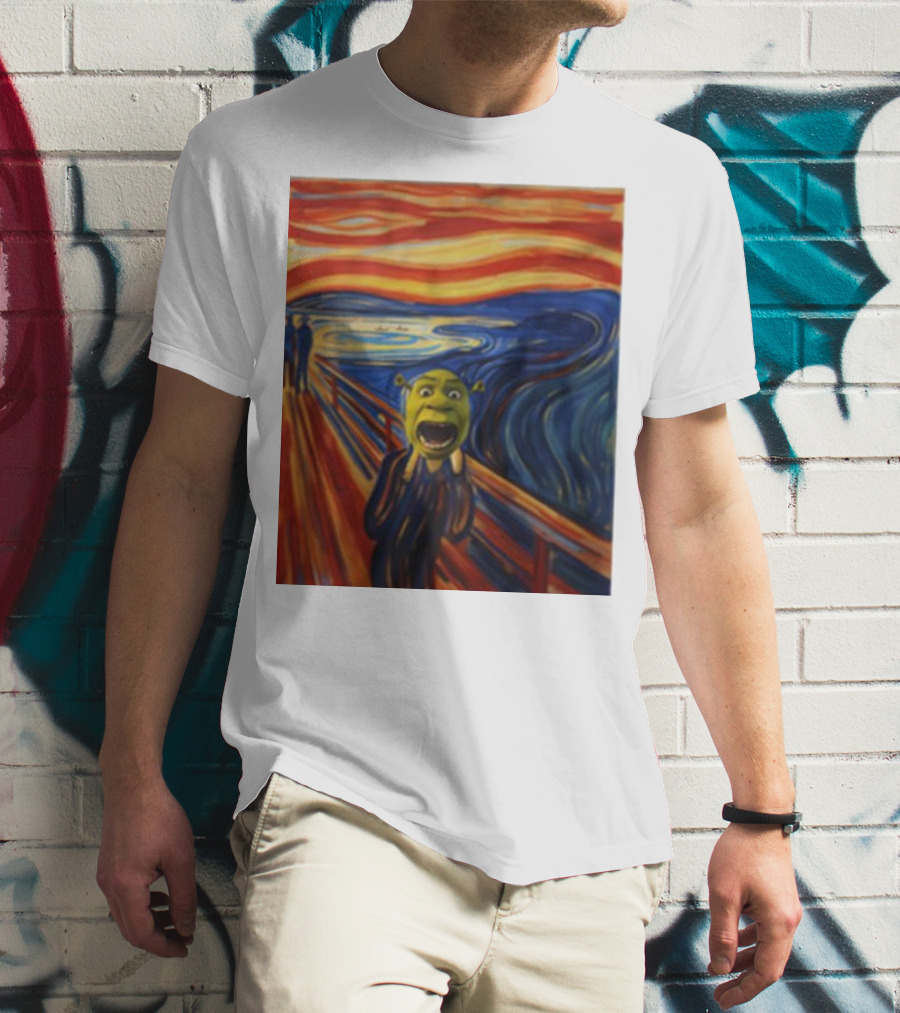Shrek The Scream Edvard Munch Style Parody Painting T-Shirt