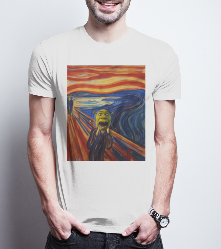 Shrek The Scream Edvard Munch Style Parody Painting T-Shirt