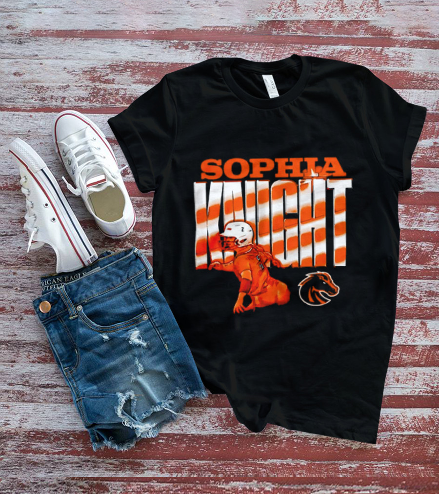 Boise State Broncos Sophia Knight Football Cartoon With Bronco T-Shirt