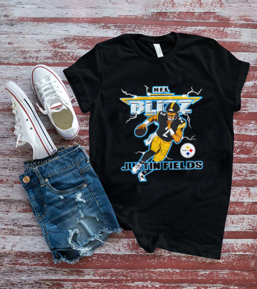 NFL Blitz Steelers Justin Fields Running Action T-Shirt