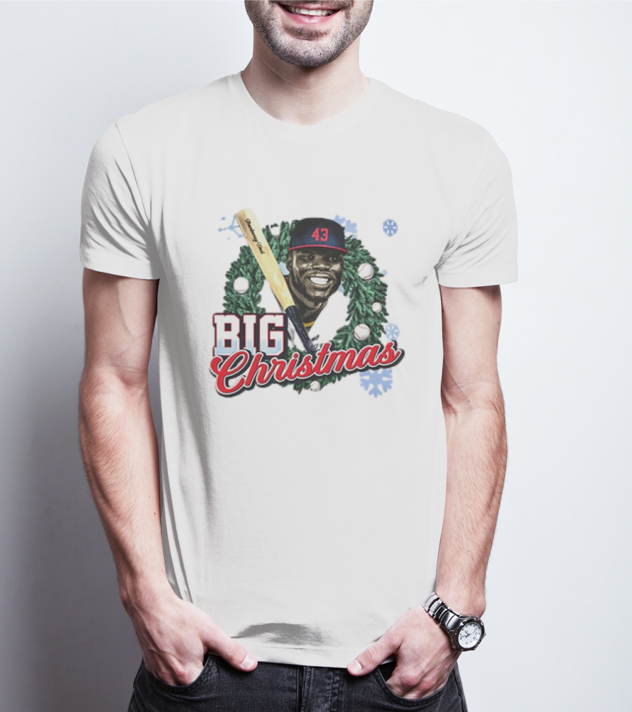 Jhonkensy Noel Cleveland Guardians Big Christmas 43 Vintage Baseball Wreath T-Shirt