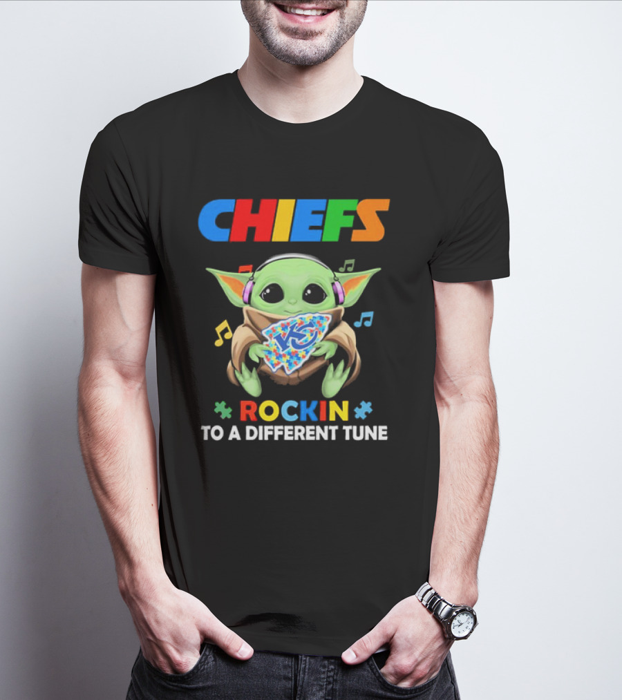 Kansas City Chiefs Baby Yoda Rockin Autism Tune T-Shirt