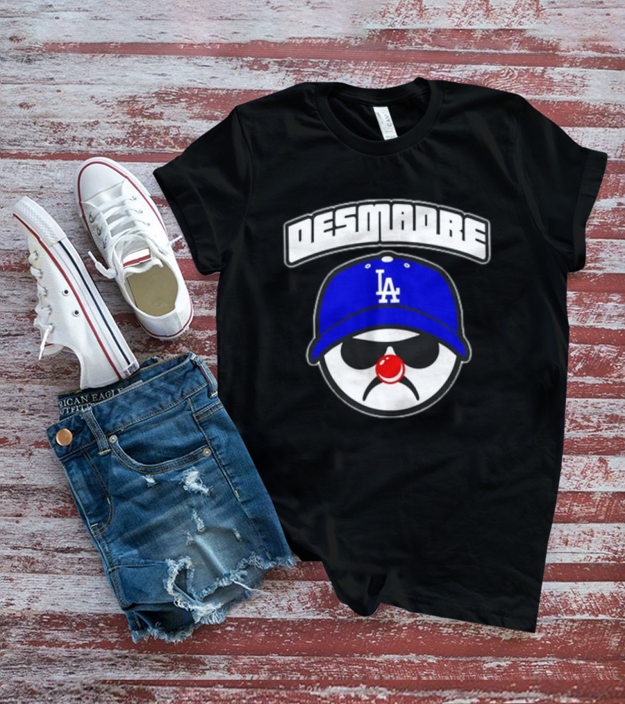 Desmadre LA Dodgers Blue Hat Clown Nose Face T-Shirt