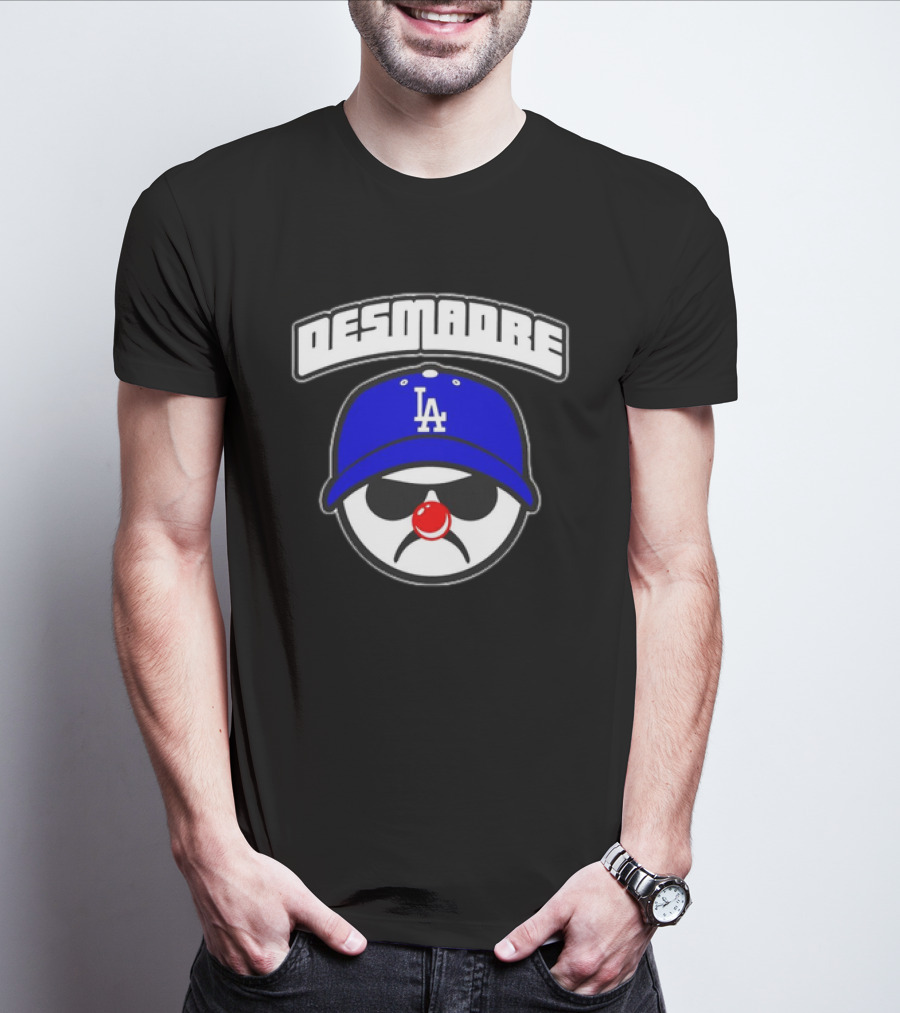Desmadre LA Dodgers Blue Hat Clown Nose Face T-Shirt