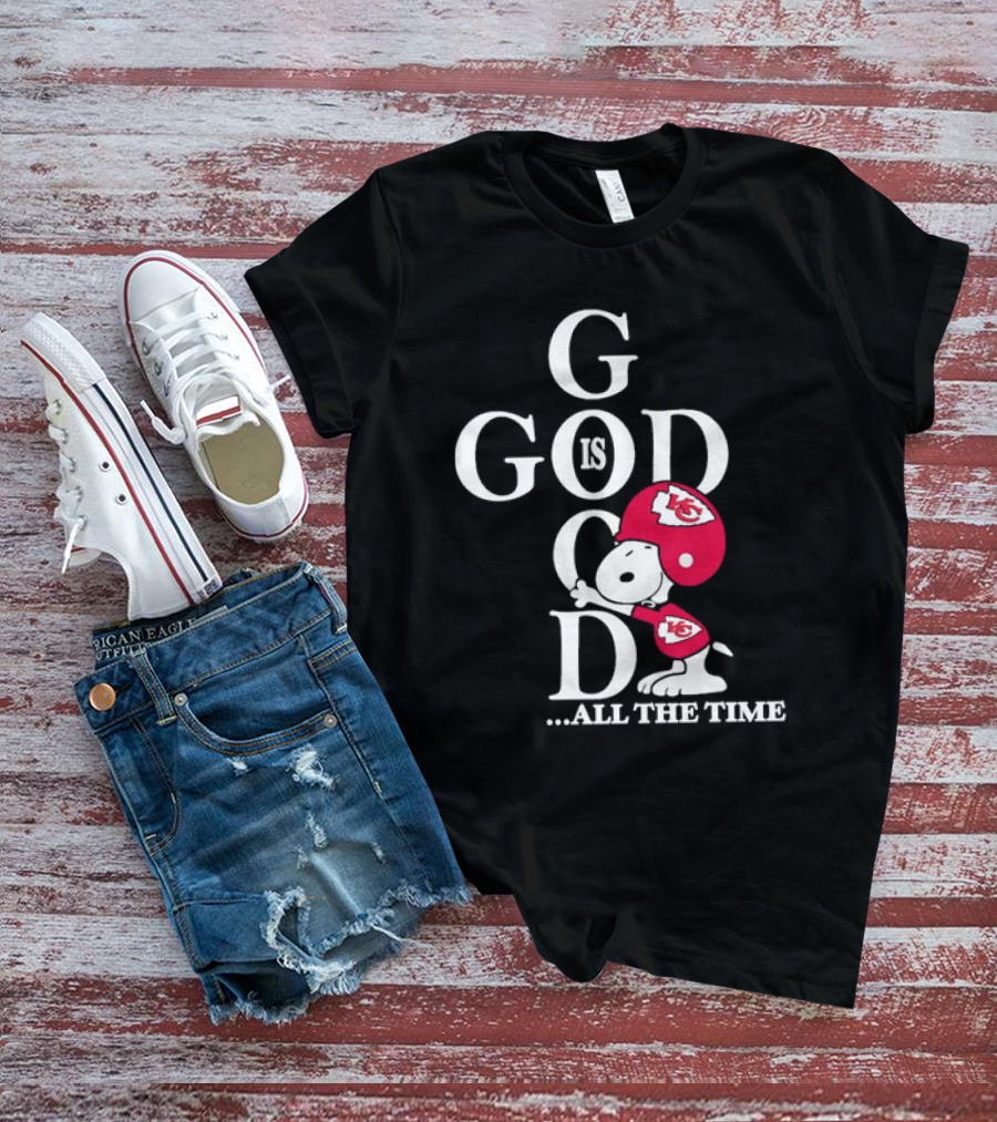 Kansas City Chiefs Snoopy God Is Good All The Time Football Fan Iconic Character Team Spirit T-Shirt