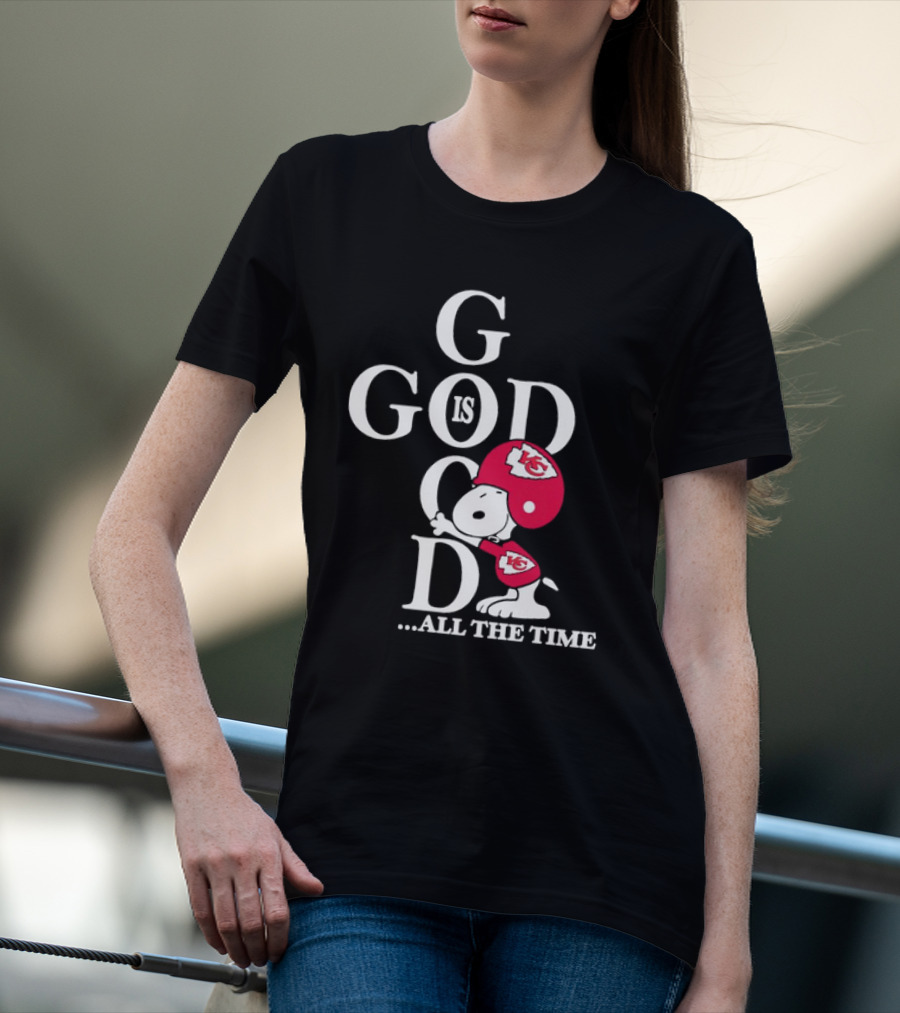 Kansas City Chiefs Snoopy God Is Good All The Time Football Fan Iconic Character Team Spirit T-Shirt
