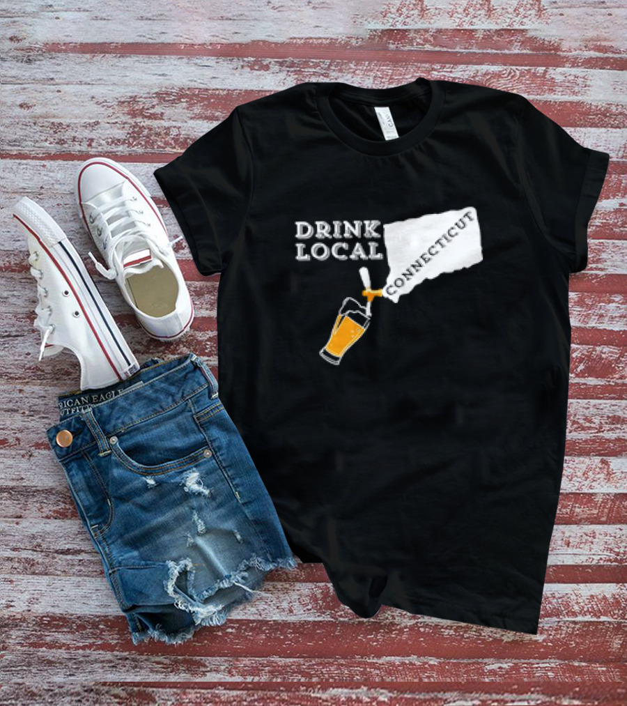 Drink Local Connecticut Map Craft Beer T-Shirt