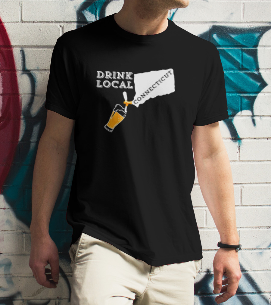 Drink Local Connecticut Map Craft Beer T-Shirt