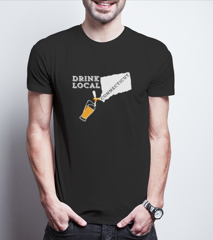 Drink Local Connecticut Map Craft Beer T-Shirt