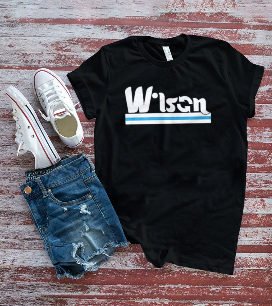 Wilson Retro Logo Style With Blue And White Stripe T-Shirt