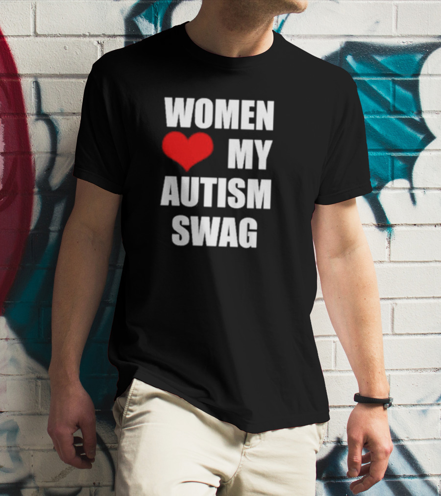 Women Love My Autism Swag Red Heart T-Shirt