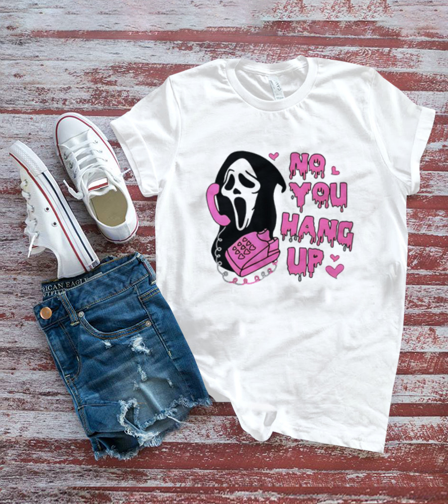 Ghost Face No You Hang Up Pink Phone Scream Hearts T-Shirt